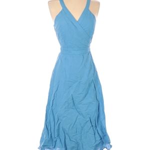 J. Crew Wrap Blue Linen Dress (Size S)